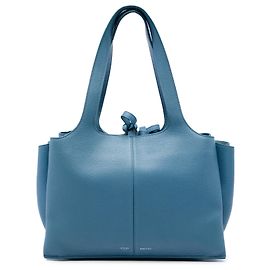 Céline Celine Sac Tote Trifold Petit en Cuir Bleu Bleu Autre