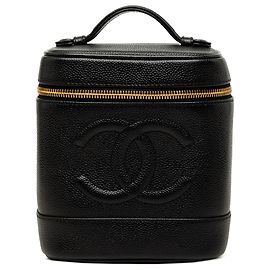 Chanel Black CC Caviar Vanity Case Schwarz