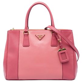 Bolsa Prada Galleria Double Zip Bicolor Saffiano Lux Rosa Medium Rosa