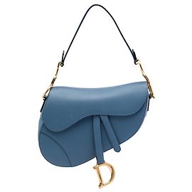 Dior Saddle Bag aus blauem genarbtem Kalbsleder Blau