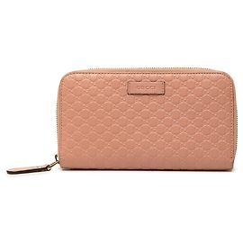 Gucci Pink Microguccissima Zip Around Long Wallet Pink