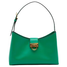 Salvatore Ferragamo Bolso de hombro Ferragamo Gancini Trifolio de piel verde Verde