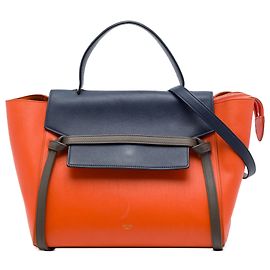 Céline Celine Sac Ceinture Mini Tricolor en Cuir Orange Orange