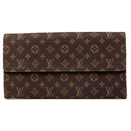 Cartera Louis Vuitton Brown Monogram Mini Lin Sarah Wallet Castaño Marrón oscuro
