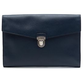 Clutch Prada Blue Large Saffiano Lux Envelope Pushlock Blu Blu navy