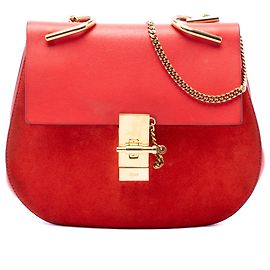 Chloé Borsa a tracolla Drew piccola in camoscio e vitello rossa Rosso