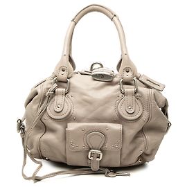 Chloé Gray Leather Paddington Handbag Brown Grey