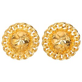 Orecchini a clip Chanel Gold CC placcati oro Matelasse con catena D'oro