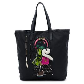 Bolso tote convertible Robot de Tessuto con ribetes de Saffiano negro Prada Otro