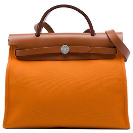 Hermès Orange Toile Herbag Zip 31 Orange