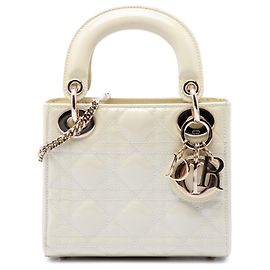 Dior White Mini Patent Cannage Lady Dior Bianco Crudo