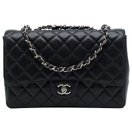 Chanel Black Jumbo Classic Caviar Single Flap Noir