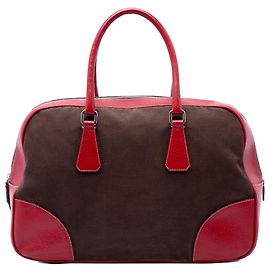 Bolsa Bauletto Prada em lona Canapa com acabamento Cinghiale marrom Marrom Castanho escuro