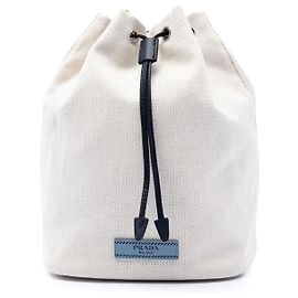 Prada Mistolino Canvas Beuteltasche mit Kordzug in Braun Braun Beige