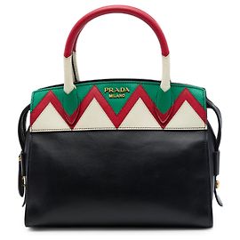 Sac à main Prada City Calf Greca Esplanade petit en cuir Saffiano noir Noir