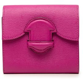Carteira Compacta Hermès Pink Chevre Mysore 1938 Rosa