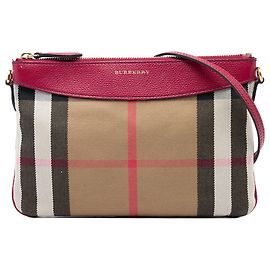 Burberry Brown House Check Canvas Derby Peyton Crossbody Marron Marron clair