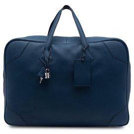 Hermès Blue Clemence Victoria 50 Bleu