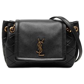 Autre Marque Bolsa Nolita Mini em pele de cordeiro acolchoada preta com monograma Saint Laurent Preto