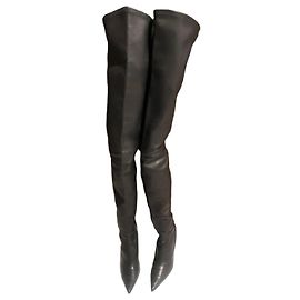 Chanel Black Leather Over-the-Knee Boots