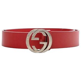 Gucci Interlocking G Red Leather Belt Red