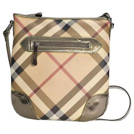 Bolso bandolera Burberry Nova Check de lona recubierta Castaño Beige