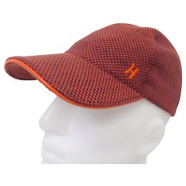 Hermès NUEVA GORRA HERMES FORMA BASEBALL TALLA 58 H BORDADA & CLAVOS DE SILLA CAP Roja