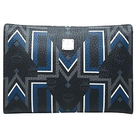 Pochette en cuir avec logo MCM Noir