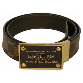 Cinto Louis Vuitton Sangle Aventurier Damier Canvas Taiga Leather Marrom