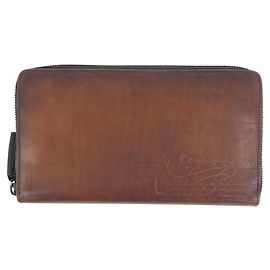 Portafoglio lungo con zip in pelle Calligraphy Scritto Berluti Marrone
