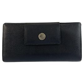 Bulgari Bvlgari Classico Leather Long Wallet Black