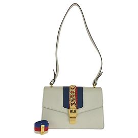 Sac à épaule en cuir Gucci Sylvie Blanc