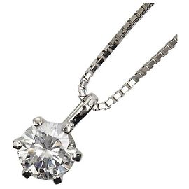 Autre Marque Pt900 Pt850 Platinum Halskette mit rundem Brillantschliff-Diamanten Silber