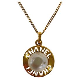 CHANEL Imitationsperlen-Halskette Golden