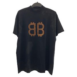 T-shirt de algodão Balenciaga BB Logo Preto