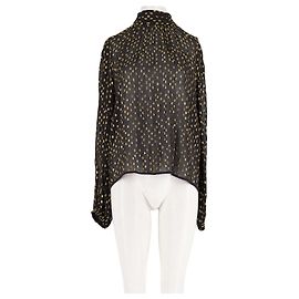 Blusa Tommy Hilfiger in seta nera con paillettes dorate Nero