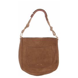 Vanessa Bruno Bolso Hobo Redondo de Gamuza Ámbar Camello