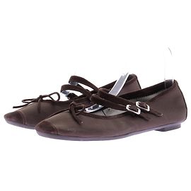 Autre Marque Ballerine Mary Jane in seta Hemily Marrone