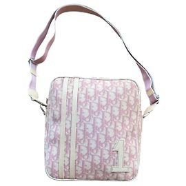 Christian Dior Pink Trotter Canvas Crossbody Bag Pink White