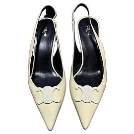 Céline Celine Triomphe Sapatos Slingback Cru