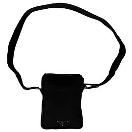 Prada Bolsa de ombro em nylon e couro Saffiano - Preto Preto