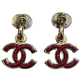 Boucles d'oreilles Chanel bordeaux Doré