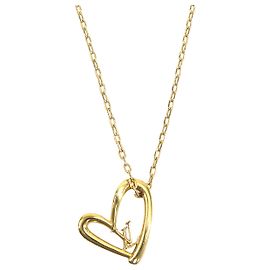 Collier Louis Vuitton plaqué or avec pendentif Fall in Love Doré