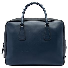 Borsa Business Prada bicolore in Saffiano blu Blu
