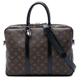 Bolso de Negocios Porte Documents Jour Louis Vuitton Monogram Macassar Marrón Castaño