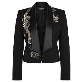 Balmain, blazer cropped preto com adornos Preto