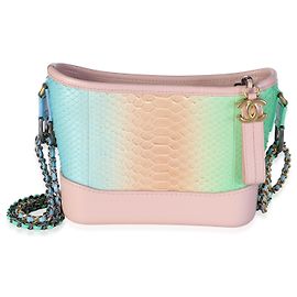 Chanel Multicolor Python Calfskin Small Gabrielle Hobo Rosa Multicor