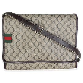 Bolsa Messenger Grande com Aba Gucci Beige GG Plus Monogram Canvas Marrom Bege