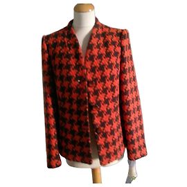 Autre Marque ATIAN kurze Jacke aus Wolle im Hahnentritt-Muster, Orange/Schwarz Schwarz Orange