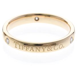 Autre Marque Tiffany Flat Band Ring with 3 Diamonds in Pink Gold (18K) Golden